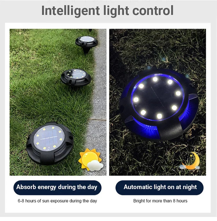 12LED Solar Underground Light Circular Outdoor Garden Solar Underground Light Deck Light Buried Solar Light Garden Decoration