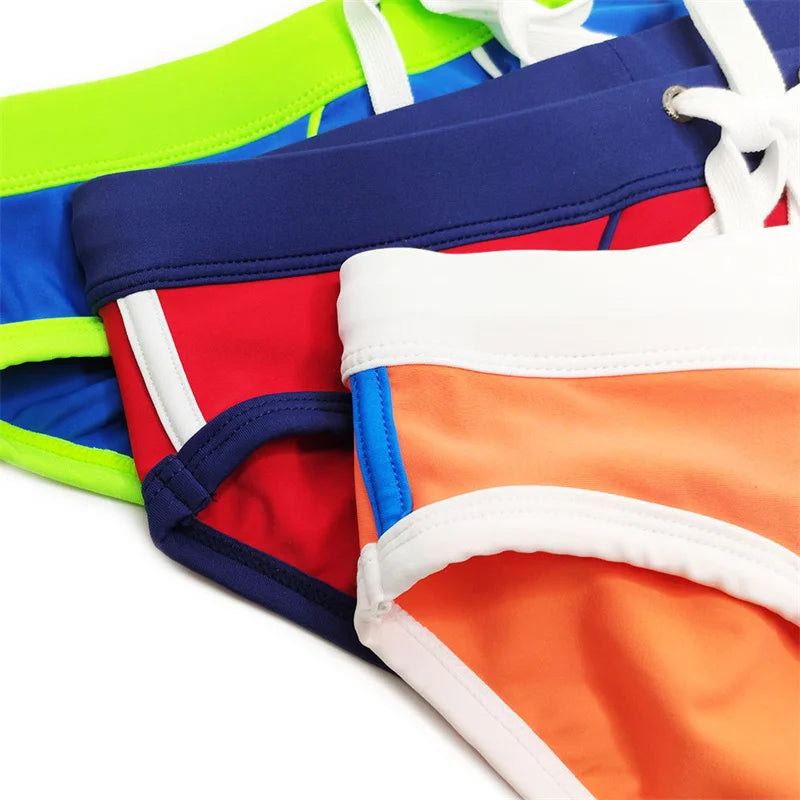 Men’s Printed Swim Briefs – Low Waist Padded Swimsuit for Beach, Pool & Summer Sports