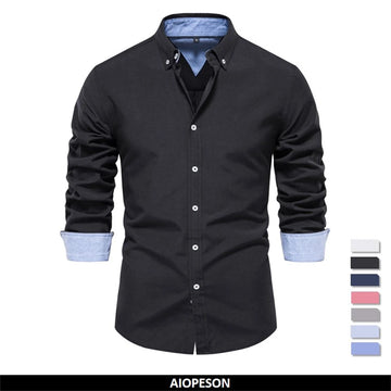 2023 New Autumn Cotton Men's Oxford Shirt Long Sleeve Button Down Social Business Casual Shirts for Men