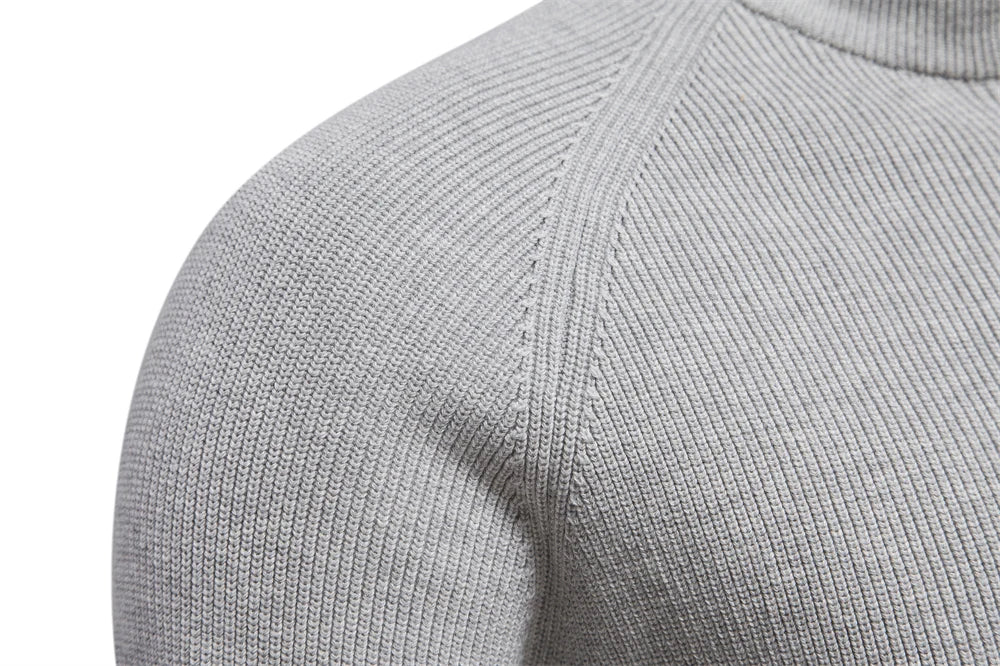 Men's Autumn Cotton Zipper Cardigan Casual Social Sweaters High Collar Warm Winter Knitted Sweater For Men