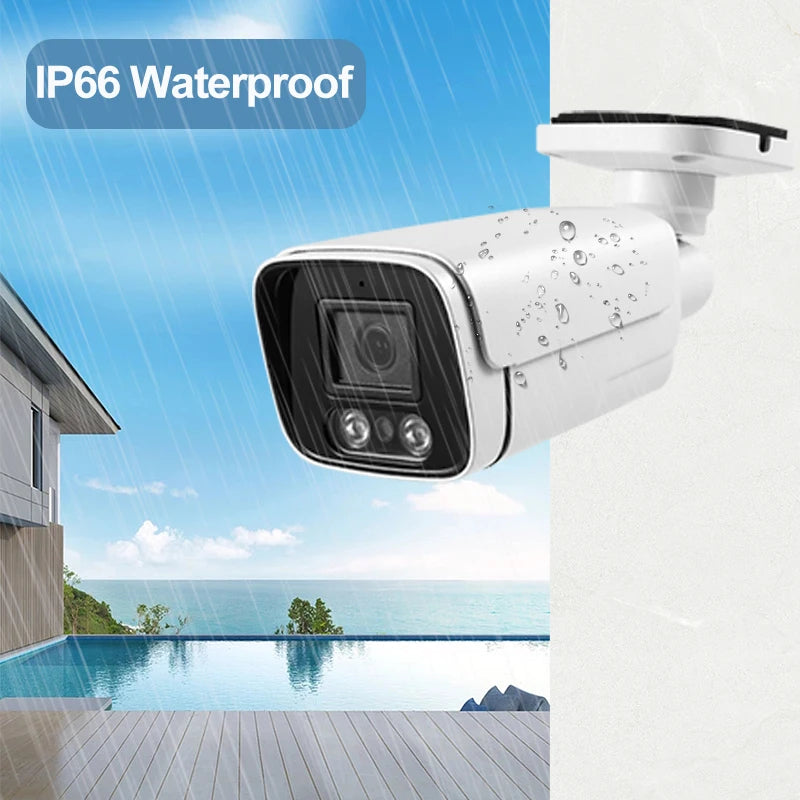 8MP Outdoor IP66 Waterproof POE 4K IP Camera UltraHD Bullet Type Metal White Security Camera Night Vision