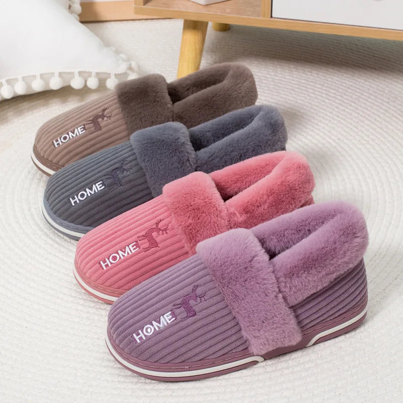Unisex Warm Plush Winter Slippers Indoor Furry Fluffy Cotton Slides Suitable As Comfortable Home Bedroom Shoe For Men & Women