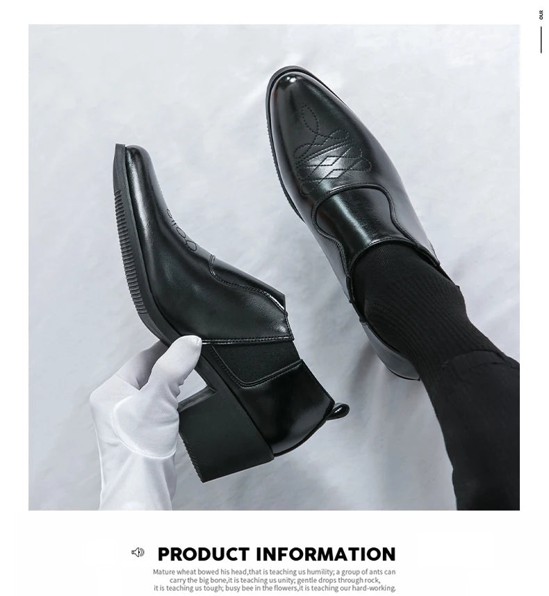 2024 Nieuwe mode heren formele kleding schoenen hoge hak mannelijke formele Chelsea Oxfords schoenen gespleten leren volwassen casual schoenen