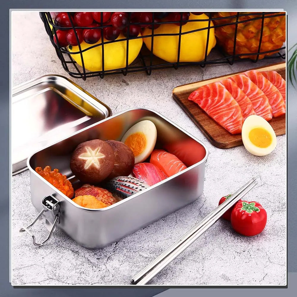 4Pcs Stainless Steel Bento Box Metal Lunch Box Food Storage Containers with Lockable Clips Lunch Snack Boxes for Work,School