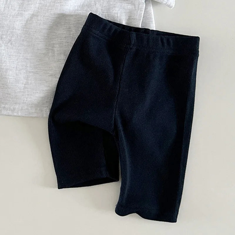 2025 Zomer Nieuwe Kinderen Katoenen Gestreepte Legging Baby Jongen Meisje Effen Elastische Shorts Peuter Veelzijdige Middelste Broek Kinderen Legging Unisex