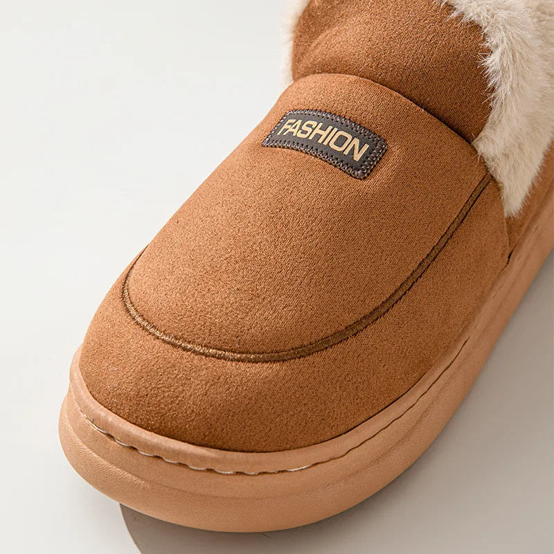 Unisex Plush Lining Shoes With Platform Soft Sole Indoor and Outdoor Slides Non-Slip Fluffy Cosy Warm Slippers For Men & Women