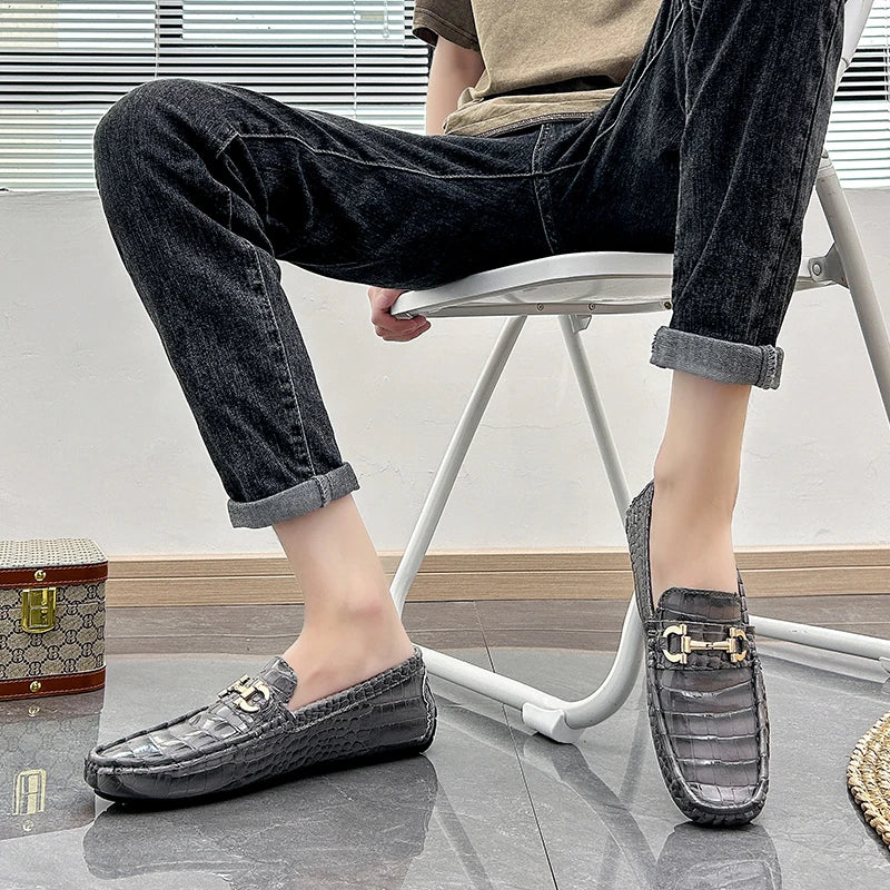 Fashion Men Large Size 46 47 48 Casual Loafers Gray Mens Moccasins Shoes Light Weight Wedding Formal Dress Shoes for Men