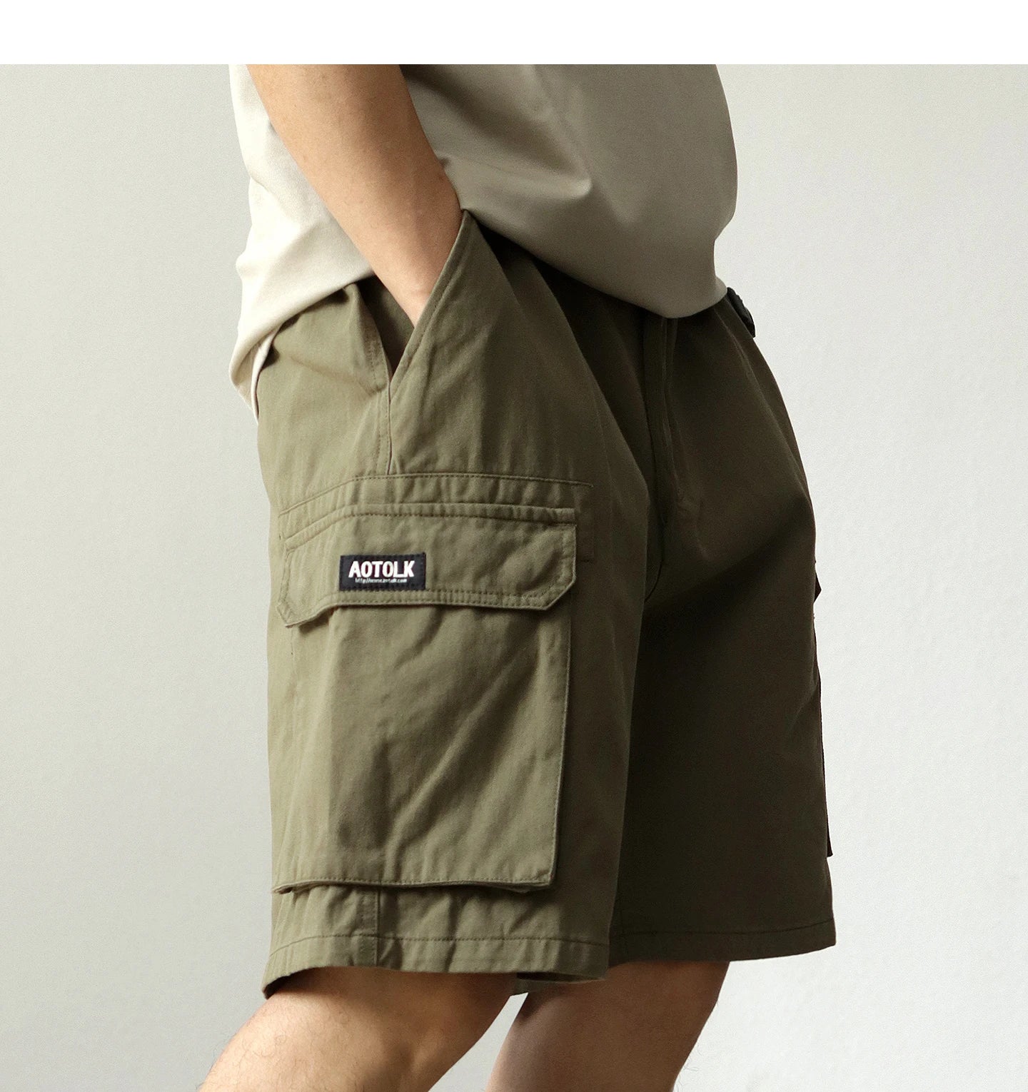 2025 Zomer Nieuwe Amerikaanse Retro Geweven Cargo Shorts Heren 100% Katoen Elastische Taille Trekkoord Casual Losse Rechte 5-punts Broek