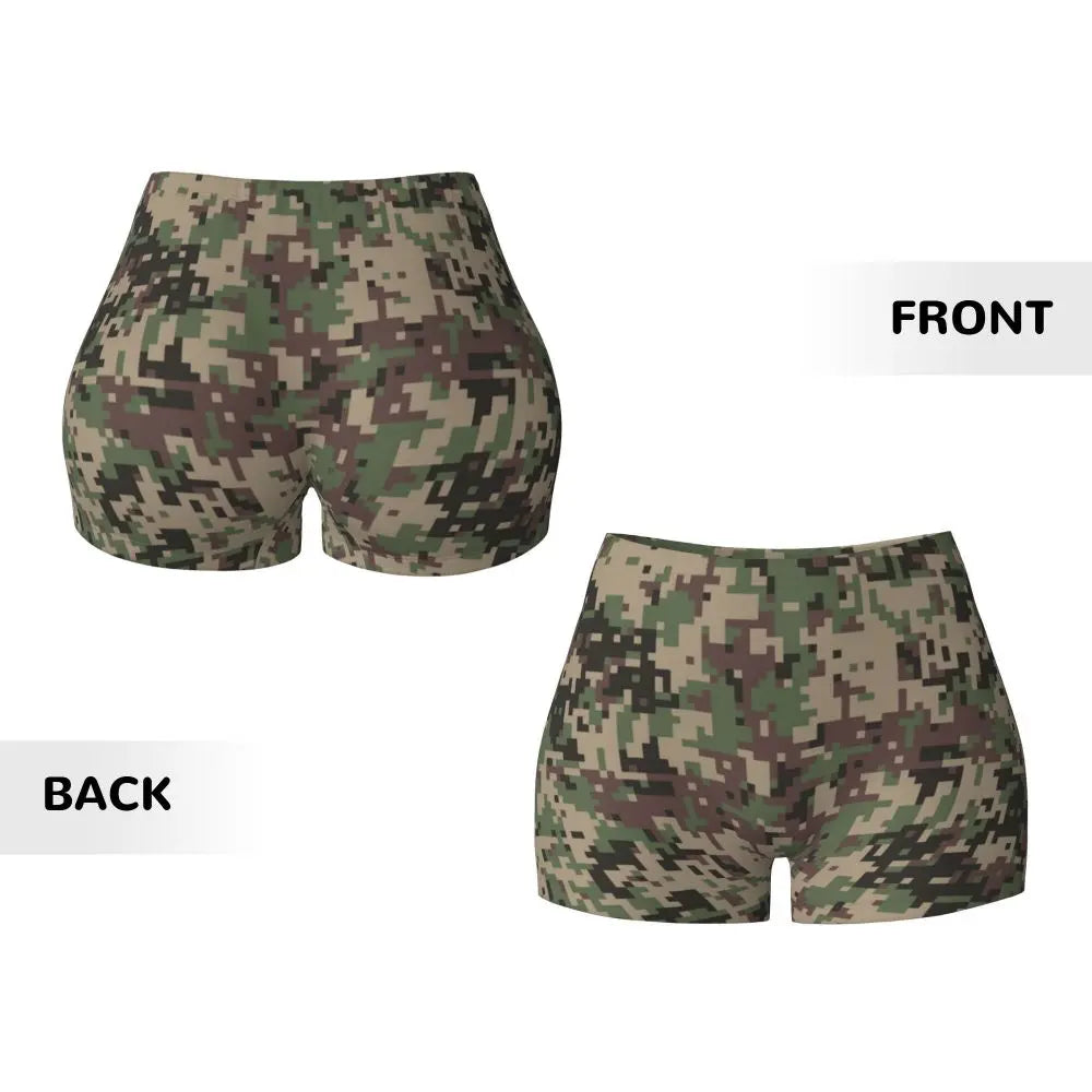 Custom Marpat Camo Workout Volleyball Biker Shorts for Women Woodland Camouflage Gym Yoga Shorts