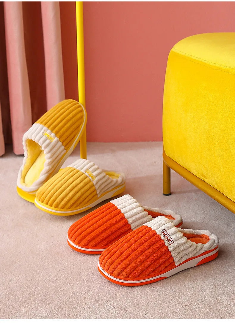 Unisex Fur Fluffy Indoor Slippers With Soft Comfy Furry Bedroom Slides and Non-Slip Plush Flat Cotton Shoes