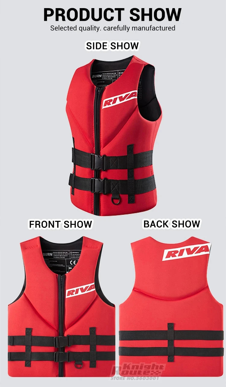 Adult Life Jacket Vest – Buoyancy Safety Vest for Kayaking, Surfing, Wakeboarding, Boating & Water Sports