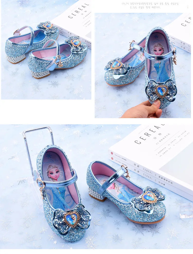 New Elsa Shoes For Girls Cartoon Leather Children Shoes Frozen Princess Kids Shoes Girl Sandals Dress Snow Queen Sandal Koreans