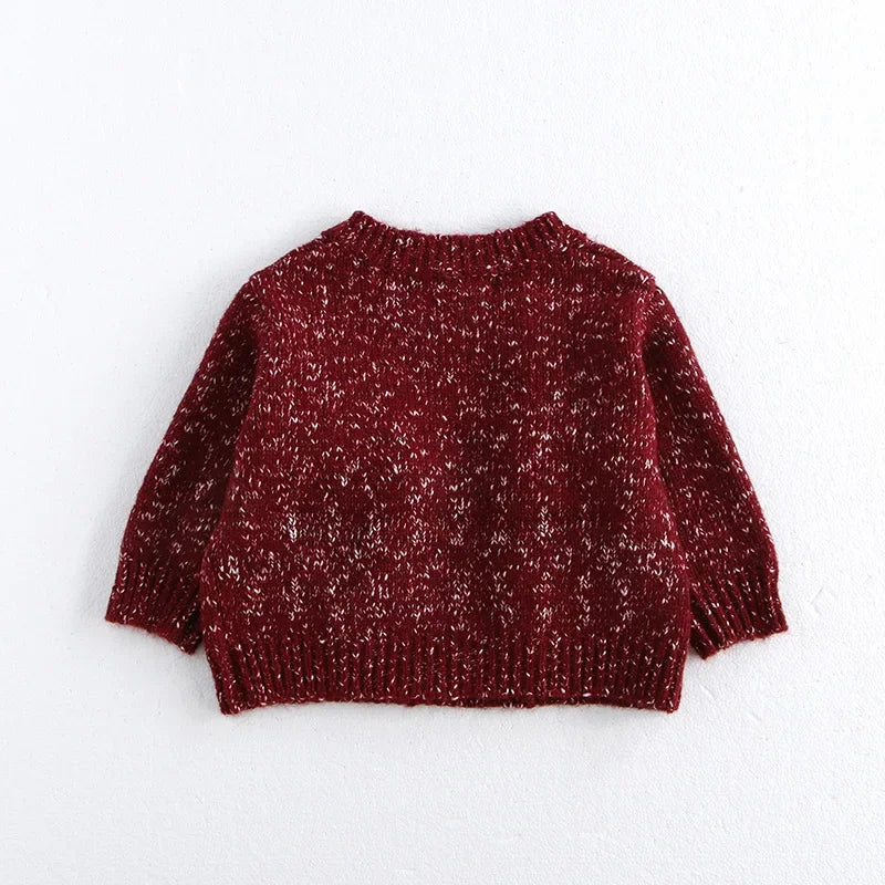 New Year Fashion Knitwear Children's Sweater Boys Loose Cardigans Coat Autumn Winter Girls Knitted Retro Outwear For Kids 0-5Y Unisex