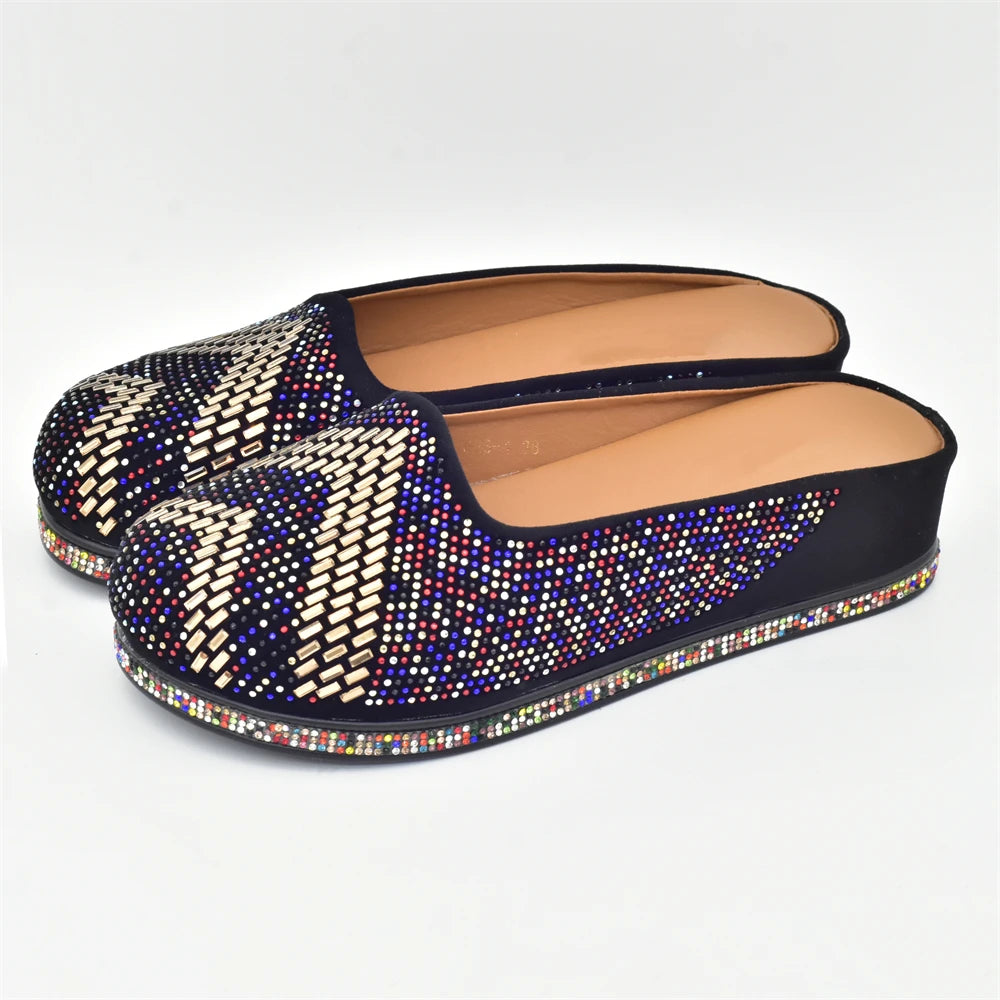 Bling Crystal Women Closed Toe Mules Half Close Slippers Thick Sole Light Weight Comfy Walking Shoes