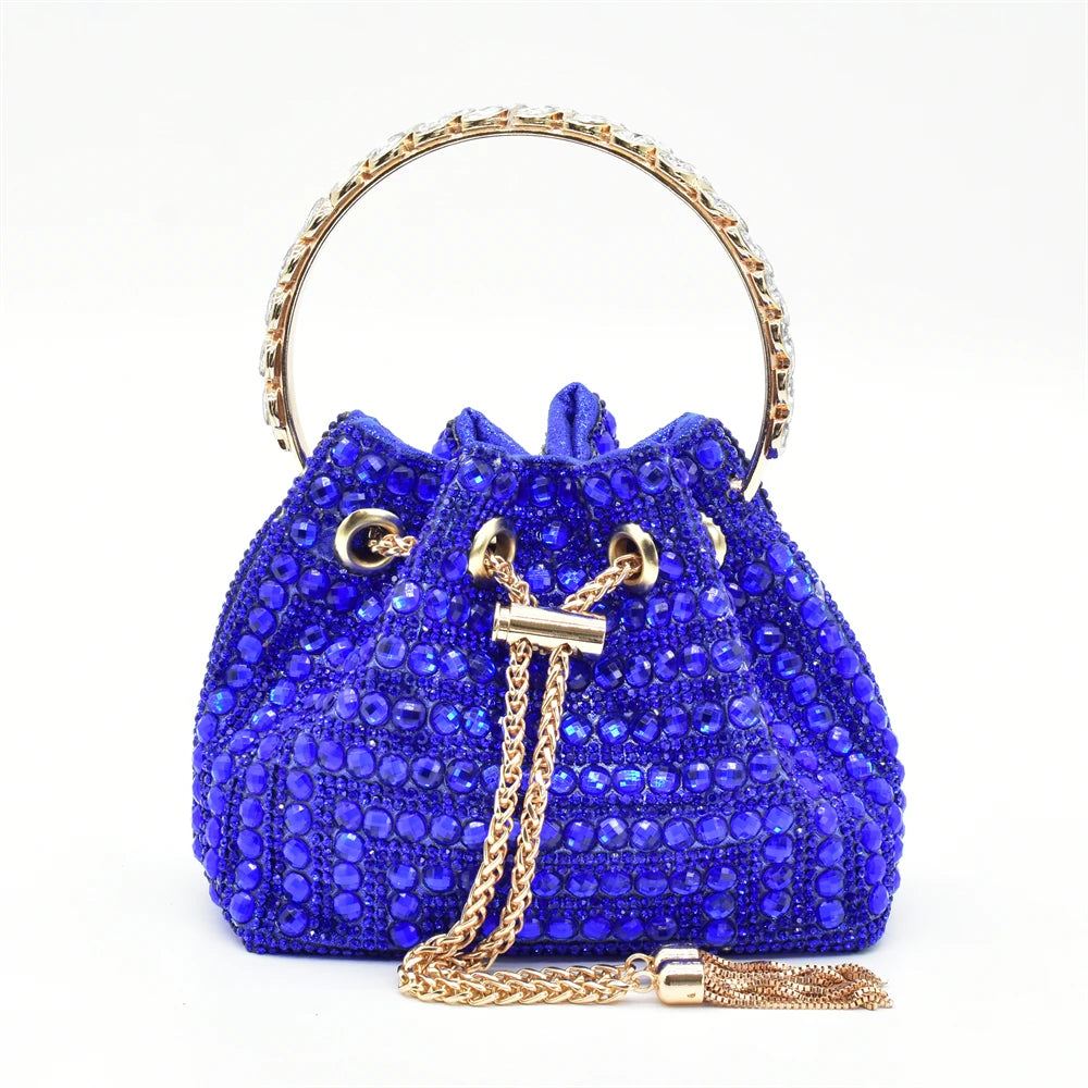 Italian Shoes with Matching Bags Set Rhinestone-Decorated with Medium Heels  for African Ladies' Party Pumps