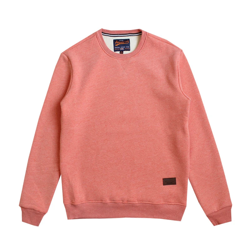 Herfst Winter Nieuwe Amerikaanse Eenvoudige Dikke Arctische Fleece Effen Kleur Sweatshirt Heren Puur Katoen Gewassen Pullover Casual Sportkleding