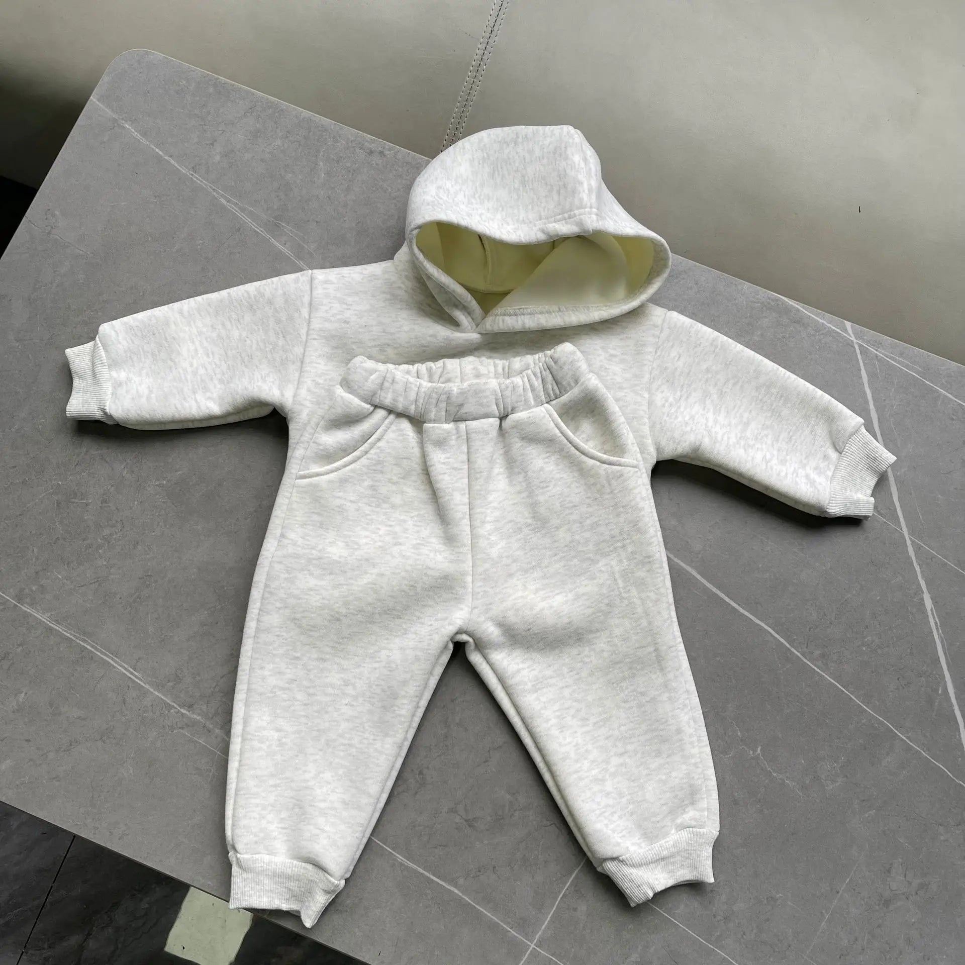 2025 Autumn Winter New Baby Letter Print Hooded Sweatshirt + Sweat Pants 2PCS Suit Boys Girls Casual Sports Set Kids Outfits 1-3Y