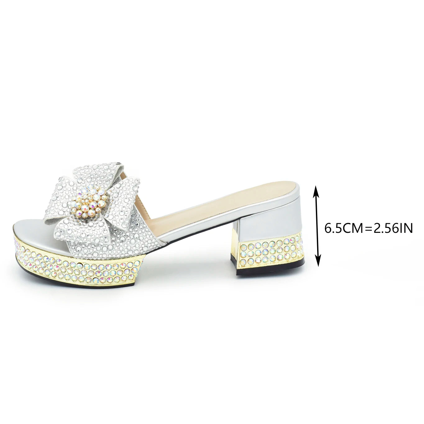 Fashion Crystal Women's Dress Pumps Open Toe Ladies Sandals with Heels African Women Wedding Shoes Decorated with Rhinestone