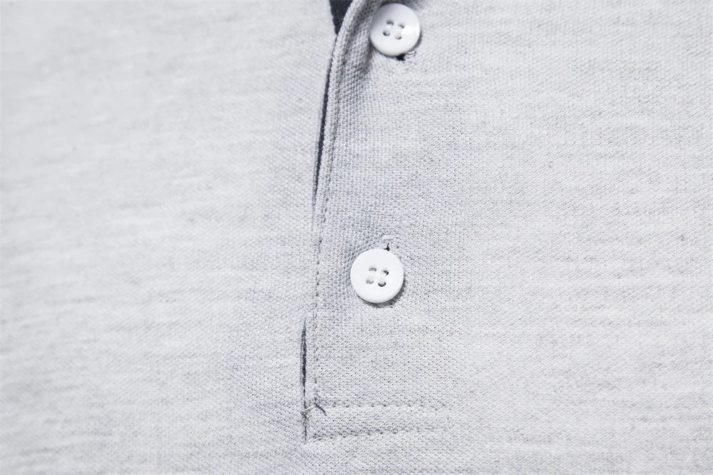 New Men's Deer Embroidery Polo Shirts Solid Colour Long Sleeve Social Business Male