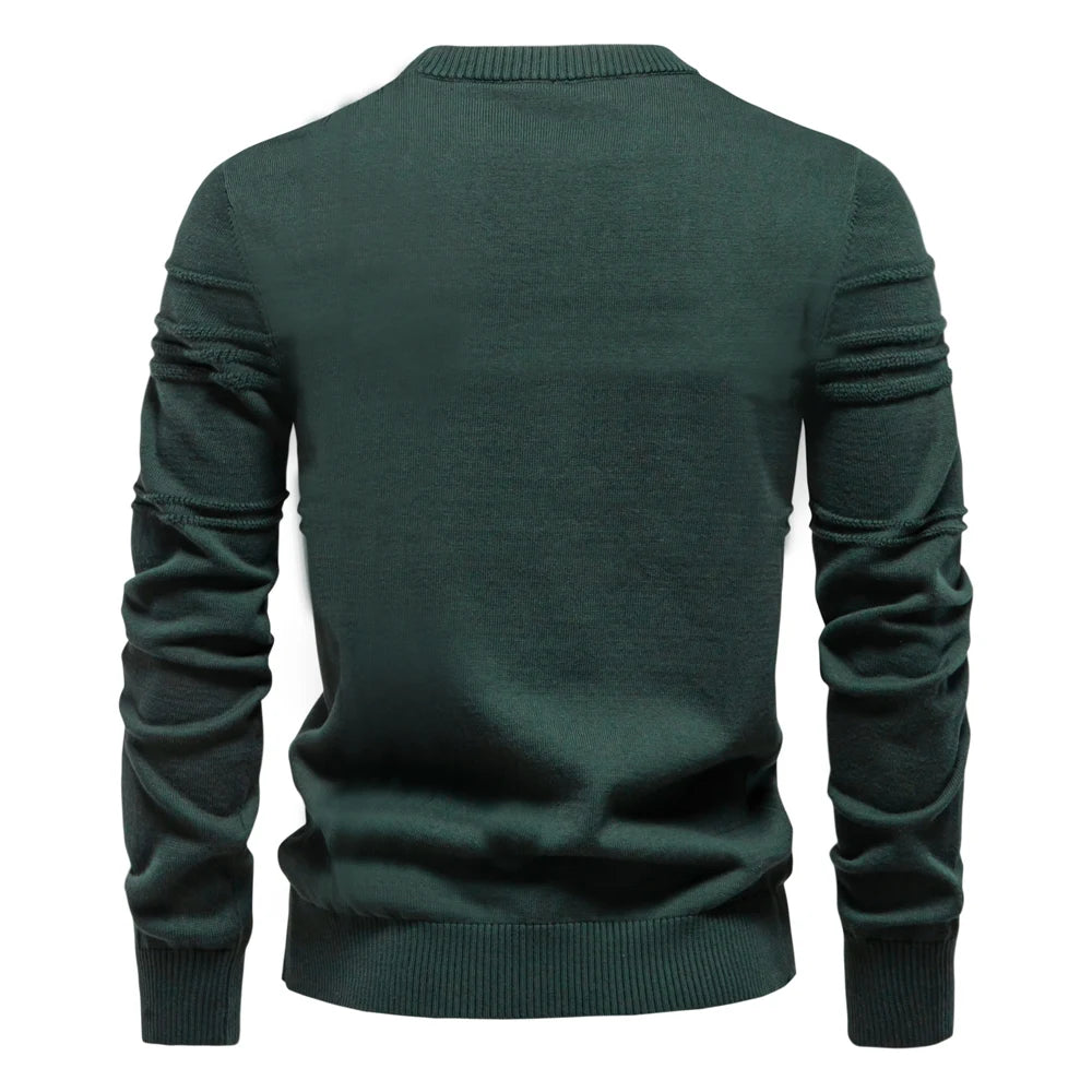 Men's Crewneck Pullover Sweater Knitted Cotton Stripped Quality Autumn Winter Warm Sweaters for Men