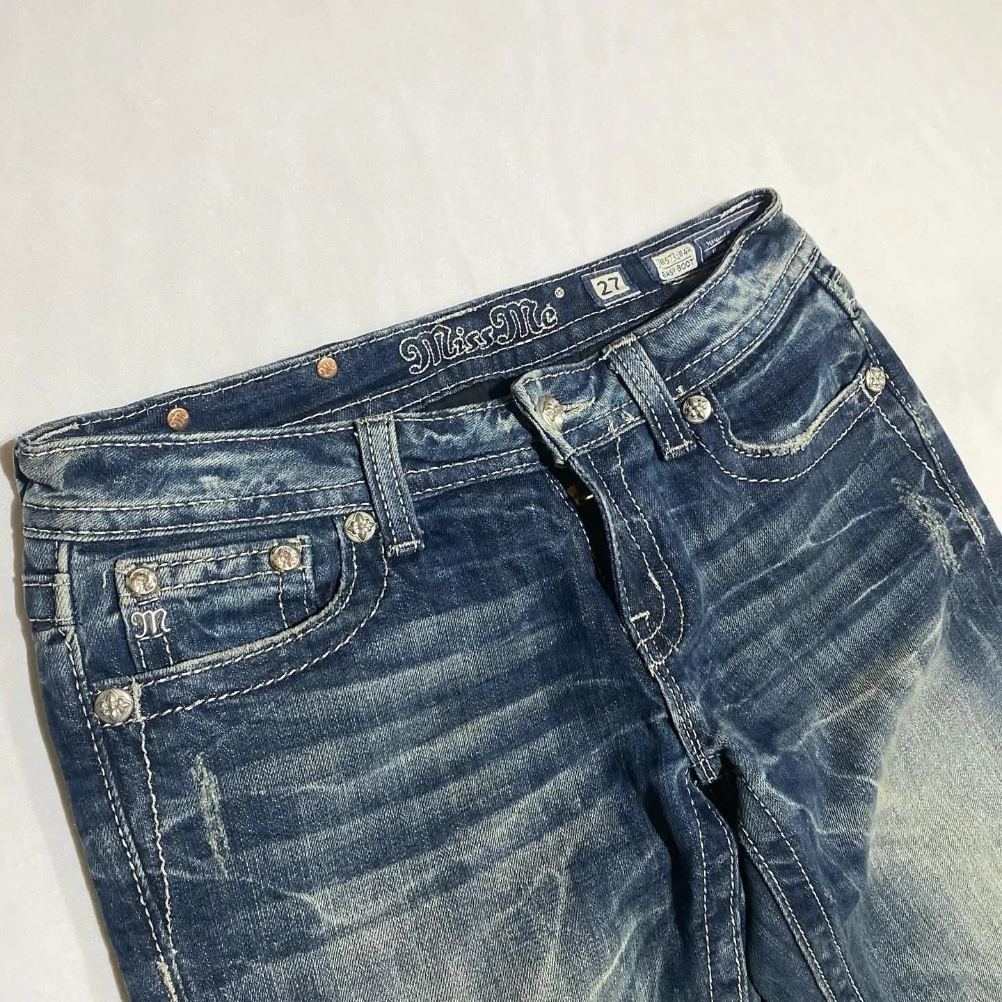 Women's Gothic Jeans Y2K Clothes Harajuku Hip Hop Pocket Embroidery Vintage Dark Blue Baggy Jeans High Waist Slim Flared Trousers