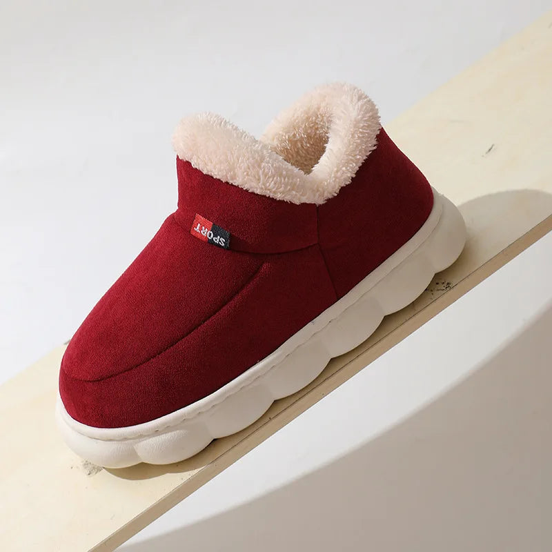 Men's Warm Fluffy Cotton Shoes Outdoor and Indoor Anti-Skid Fur Plush Male Winter Shoes With Soft Sole Fuzzy House Slippers