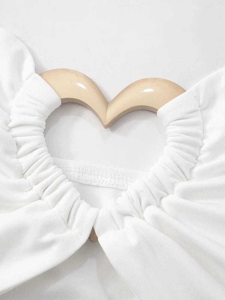 Liefdesringen Patchwork 2-delige set met gekruiste haltertops voor dames + gerimpelde holle rokken, bijpassende pakken met trendy straattrends