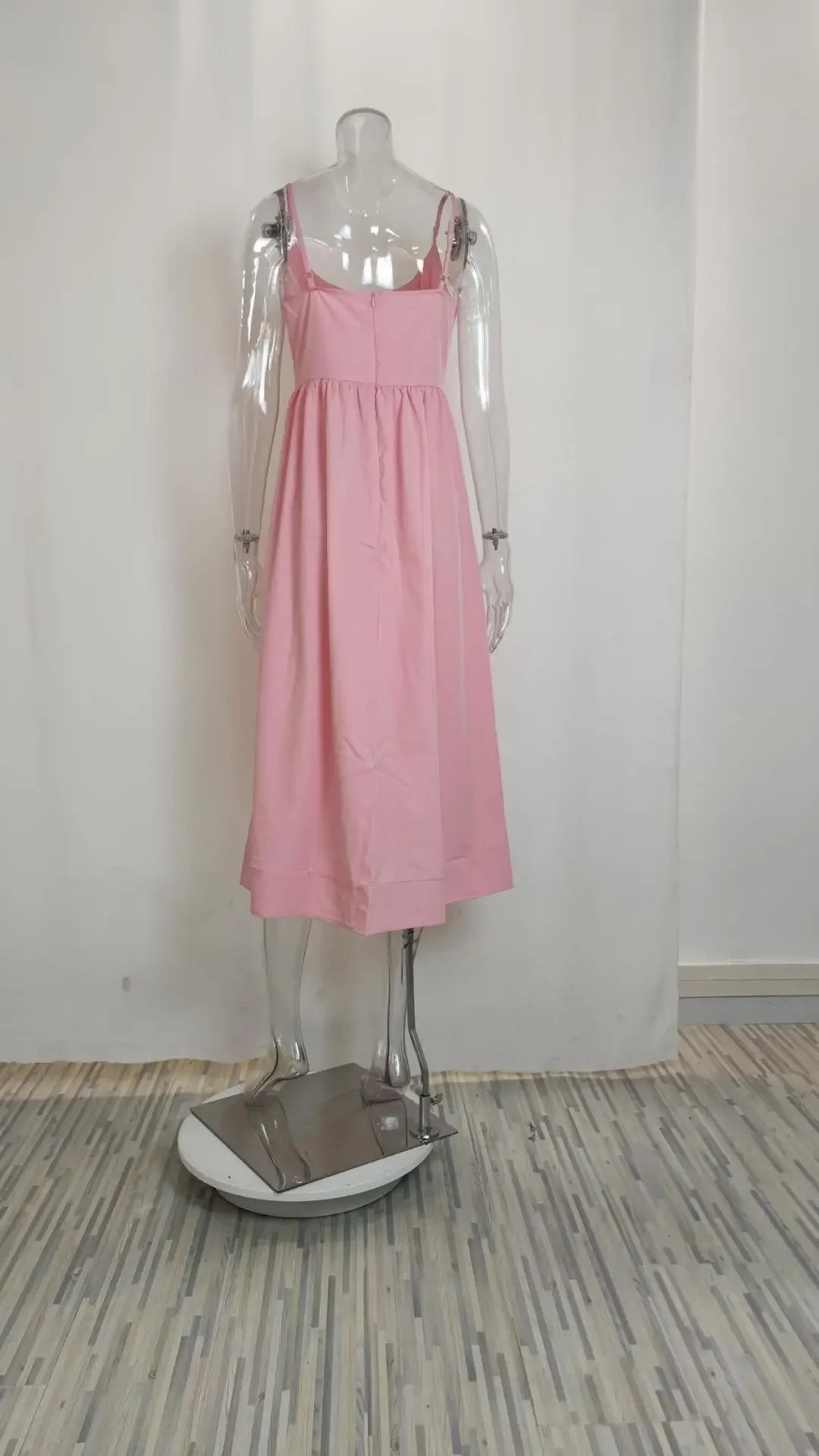 U-neck Summer Women's Dress Vintage Elegant Sleeveless Camisole Slim Pleated Sundress Loose Host A Performance Party Long Dress