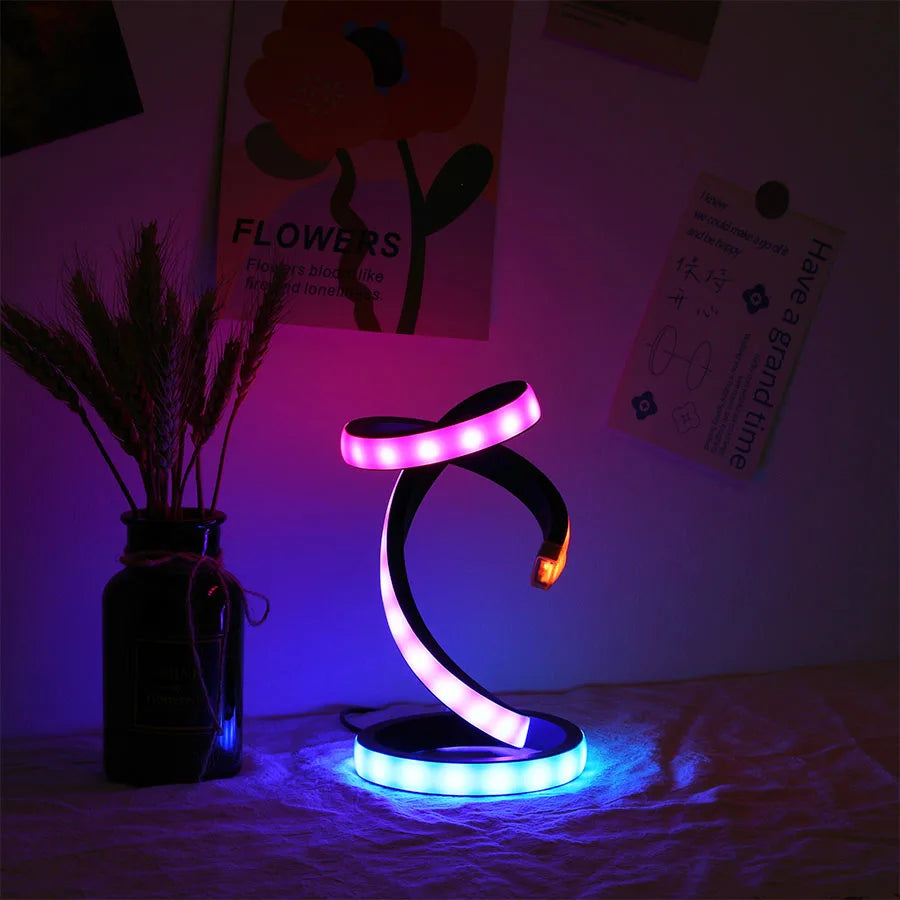 1PC Romantic Rainbow Creative Desk Lamp, USB - 36 Modes Rainbow Running Light for Bedroom Atmosphere Lamp Night Light, Suitable