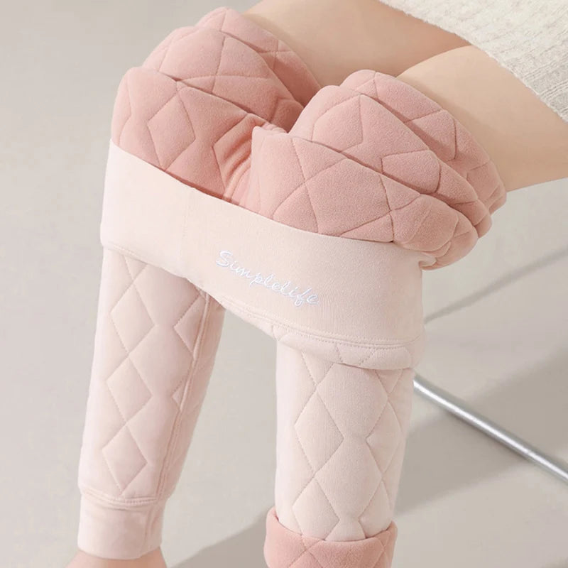 Women's High Waist Thick Thermal Pants Winter Windproof Knee Middle Aged Elderly Base Pant Elastic Waist Tummy Control Base Layer