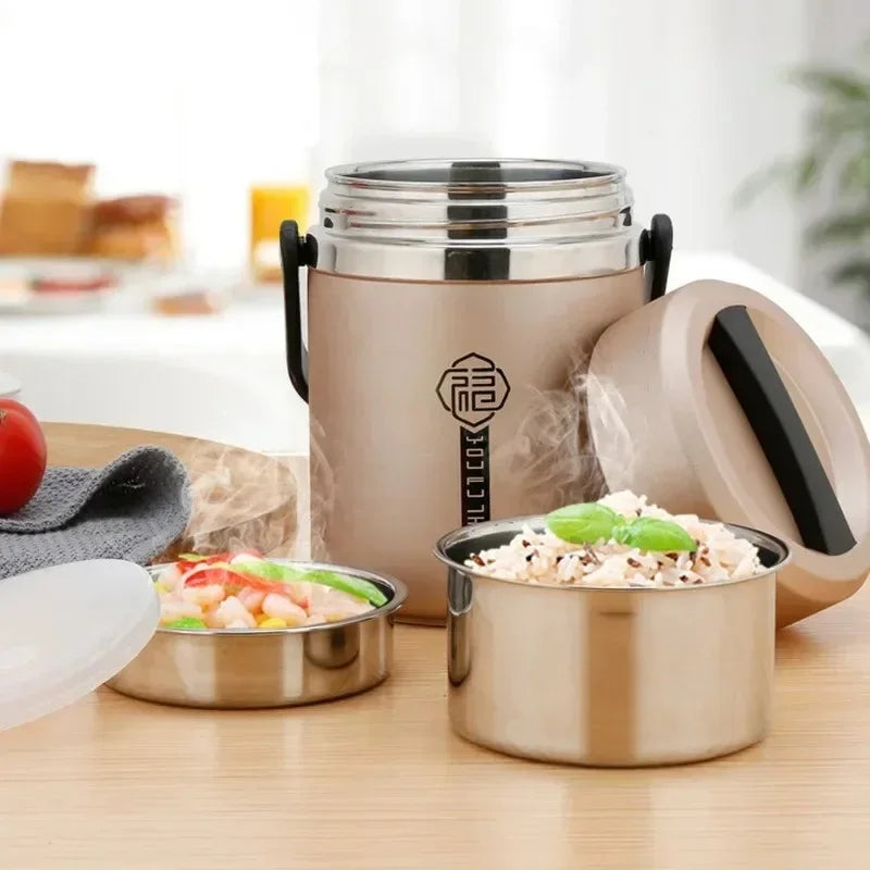 6 uur thermische vacuüm lunchbox 304 roestvrij staal geïsoleerde Worker volwassen voedselcontainer grote picknick student bento box set