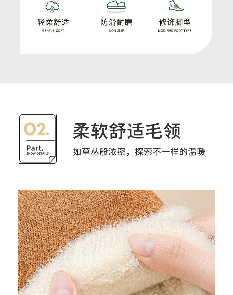 Women's Casual Winter Warm Flat Slippers With Soft Fluffy Cosy Cotton Thick Bottom and Non-Slip Sole Suitable For Home and Outdoor Use Ladies Shoes