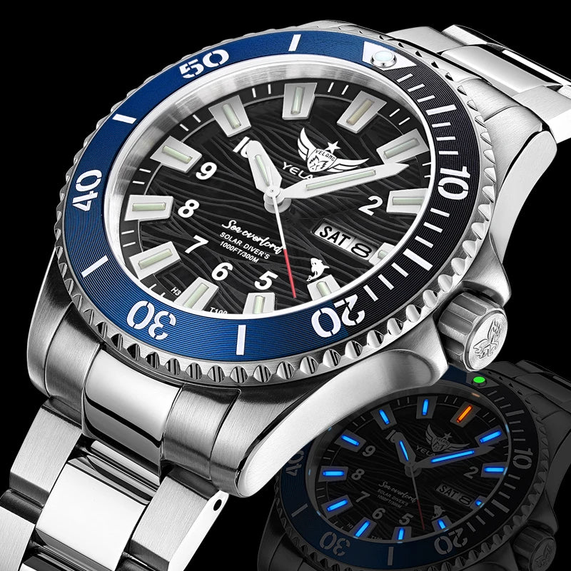 Yelang V1217 42mm Japan Eco-Drive Solar Watch Men's Watch 300M Diver Watch  30ATM Professional Waterproof  Sapphire Luminous
