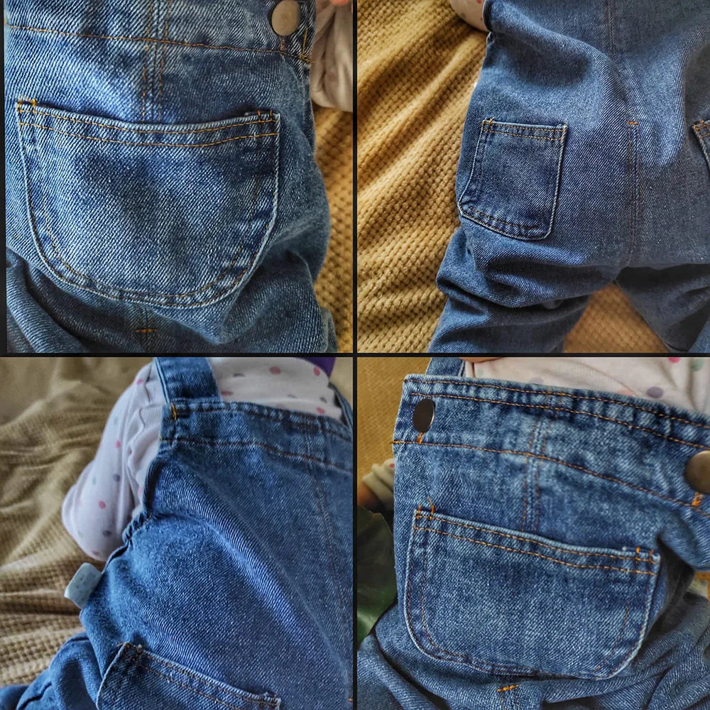 Children's Clothes Baby Girls Boys Overalls Solid Brief Style Toddler Denim Kids Jumpsuits 9M-5Y Unisex