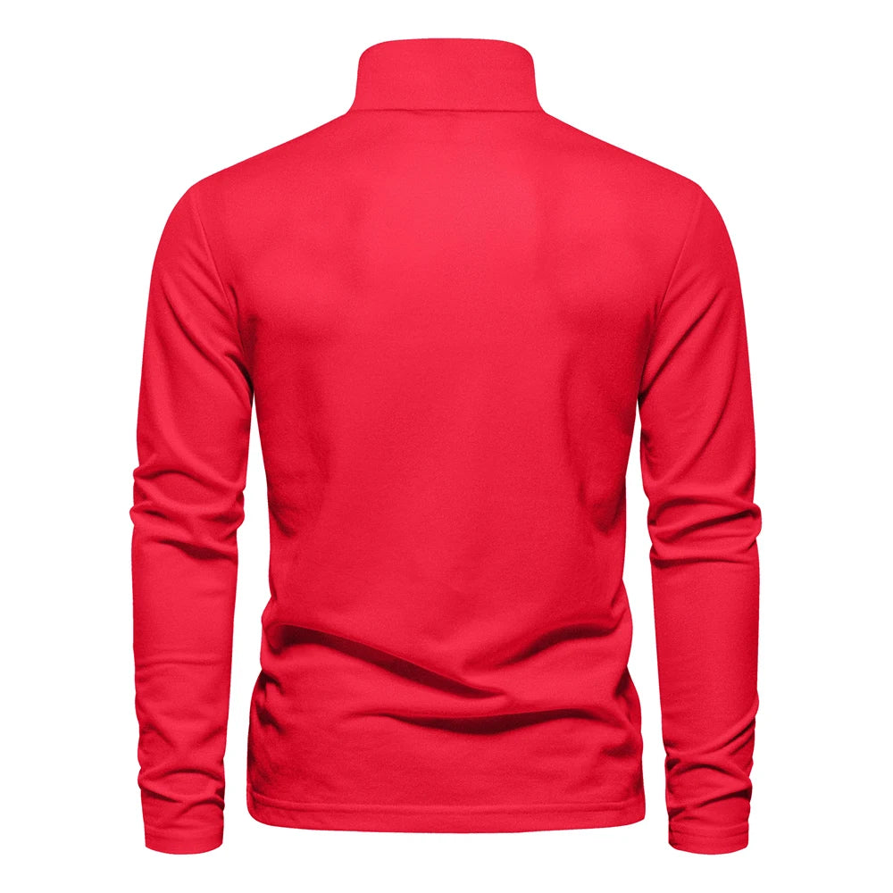 New Men's Deer Embroidery Polo Shirts Solid Colour Long Sleeve Social Business Male