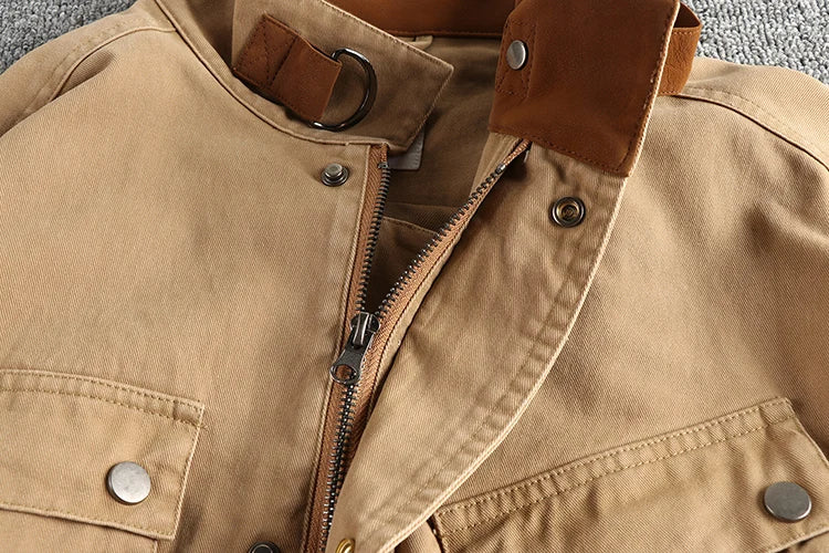 2025 Herfst en Winter Nieuwe Amerikaanse Retro Geweven M65 Cargo Jas Heren 100% Katoen Gewassen Losse Stoere Guy Outdoor Jachtjas