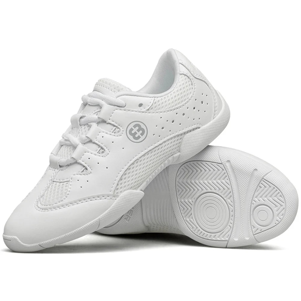 Girls White Cheerleading Shoes Lightweight Youth Cheer Competition Sneakers Kids Breathable Training Dance Tennis Shoes