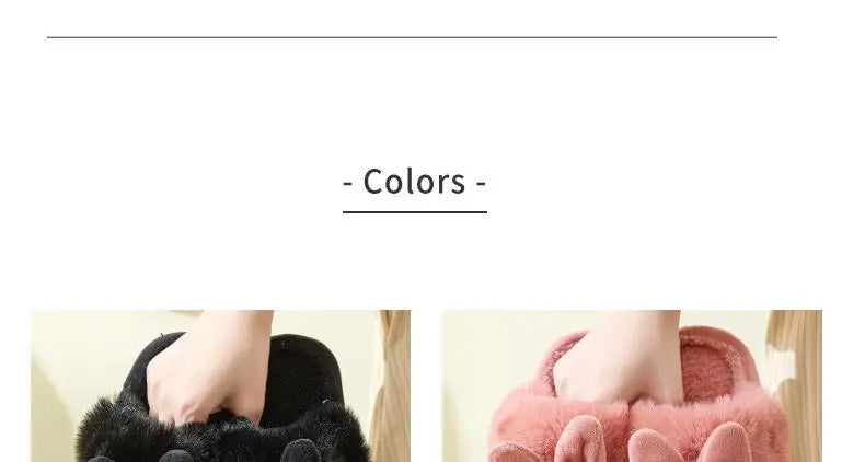 Women's Winter Warm House Fuzzy Slippers Couple Indoor Anti-Skid Plush Lined Bedroom Slides Fluffy Cotton Shoes For Ladies