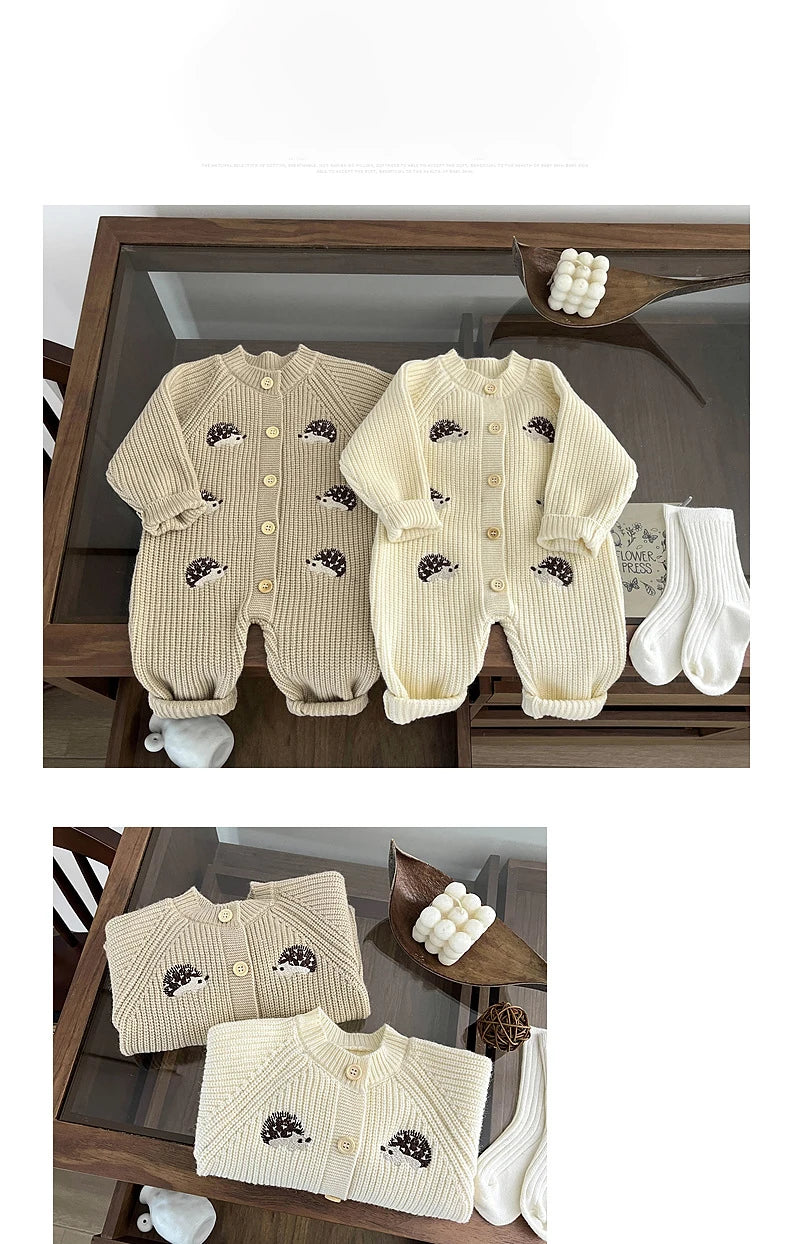 2025 Spring New Children Clothes Animal Embroidery Girls Rompers Single Breast Boys Jumpsuits For Babies 0-1Y Unisex
