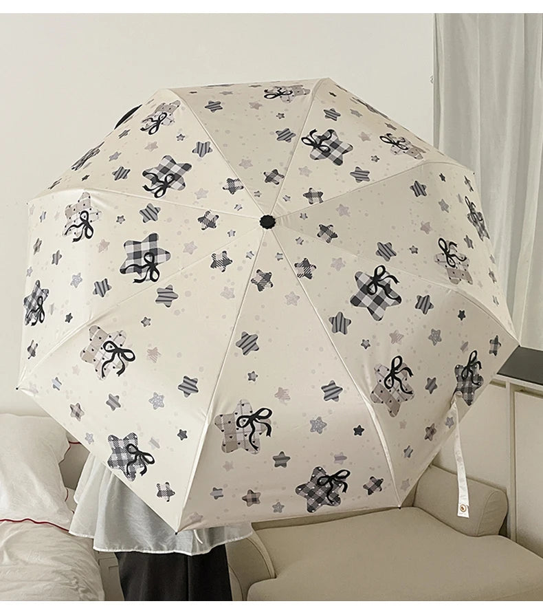 Automatic Fold Umbrella | All-Weather UV Sunshade | Ins Style Black Glue Design