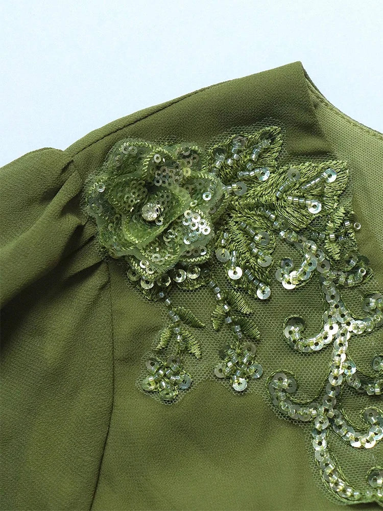 Luxury Elegant Long Sleeve Maxi Dresses Plus Size Women Wife Embroidery Patchwork High Waist Evening Party Dress