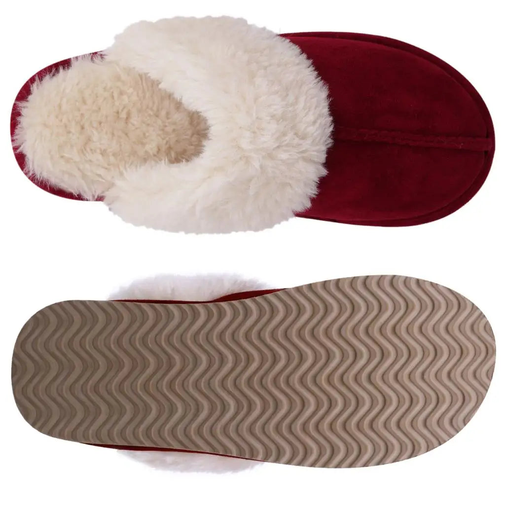 Unisex Winter Fur Slippers Home Suede Mules Short Plush Slippers For Indoor Warm Cosy Fuzzy Flats Slides For Men & Women