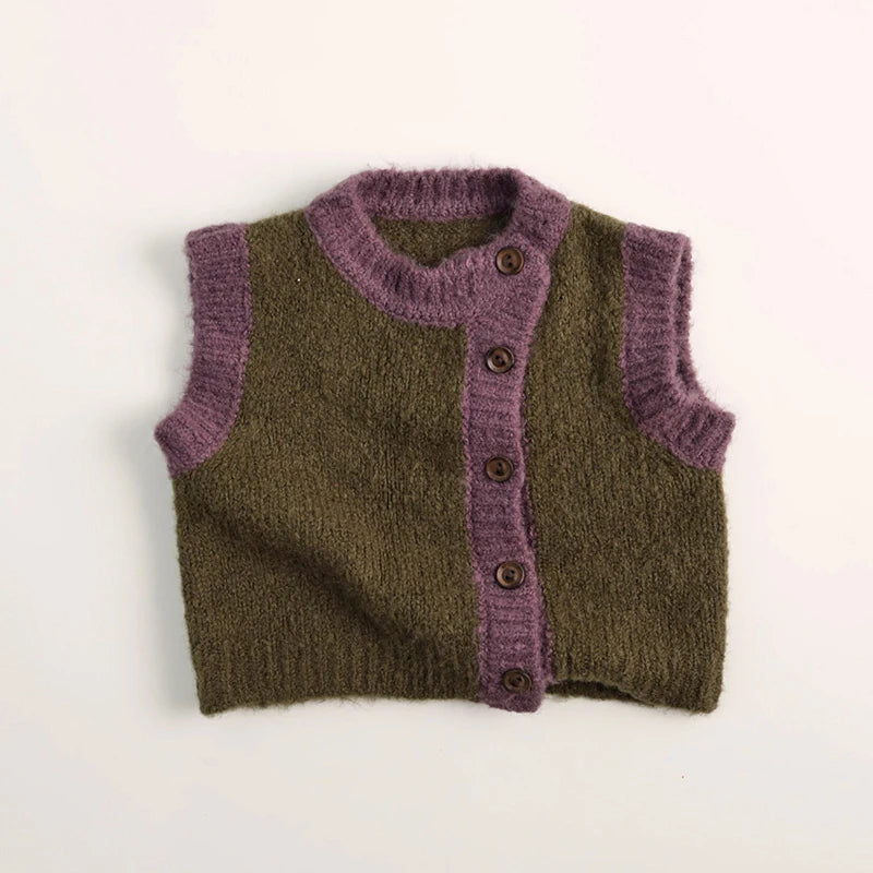 Parent Child Style Knit Vest Autumn Girls Boys Cardigan Waistcoat Boys Loose Knitwear Family Clothing 1-6Y Unisex
