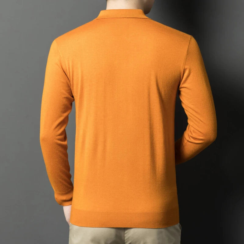 Men's Pullover Sweater With V-Neck, Business Casual Warm Polo, Male High Quality Cashmere Sweater