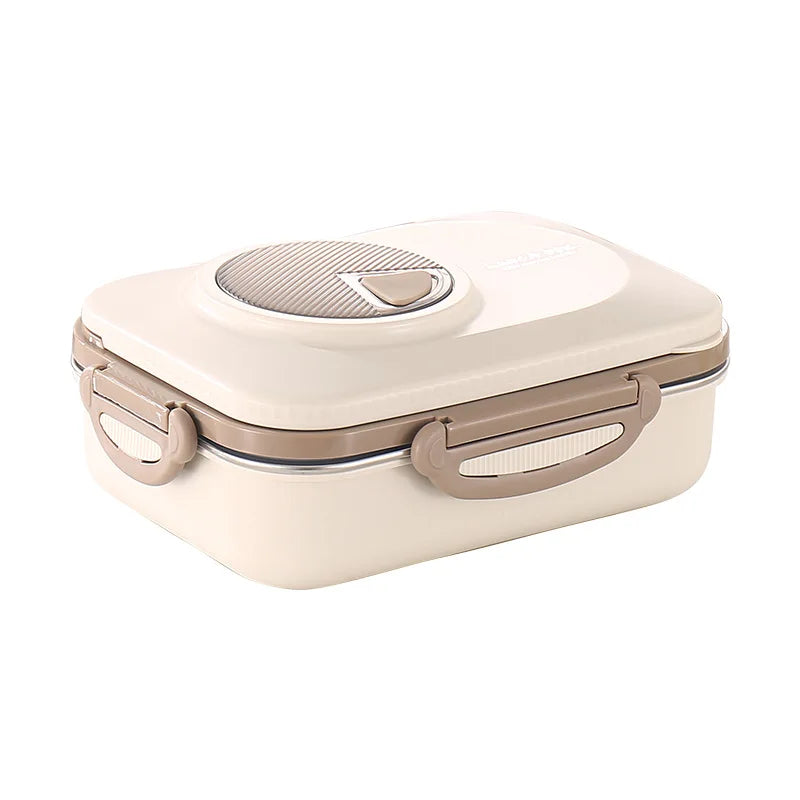 304 Stainless Steel Microwave Safe Partitioned Bento Box - Large Capacity Lunch Container for Students & Office Workers