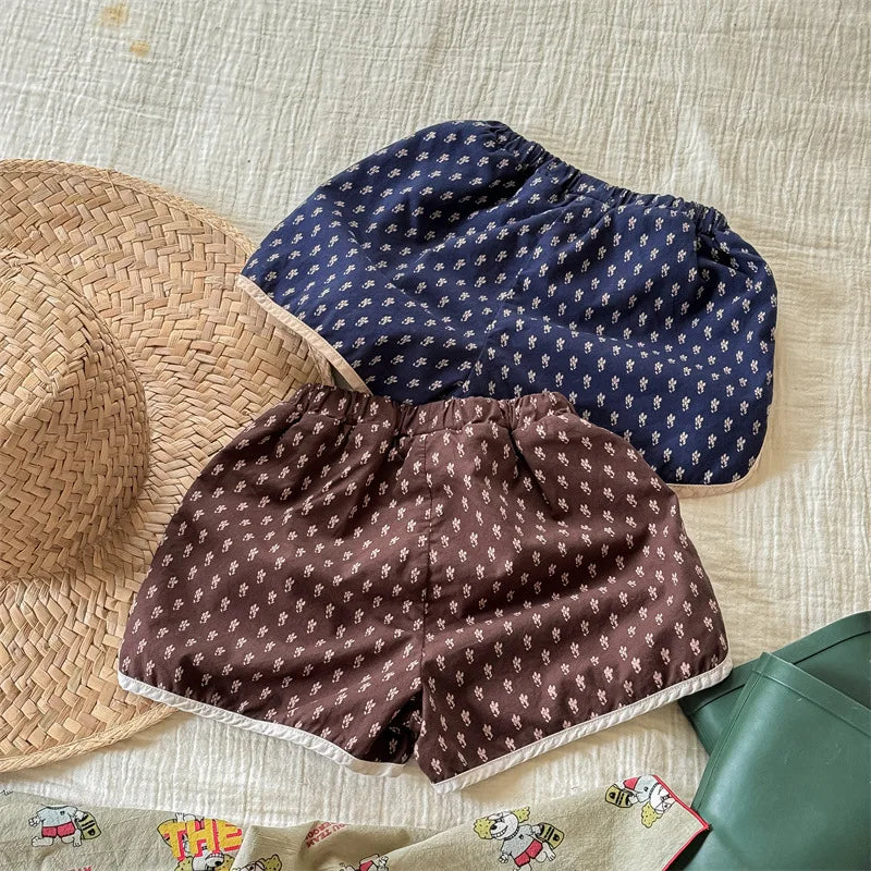 2025 Summer New Baby Girls Cute Floral Shorts Children Loose Cotton Shorts Versatile Kids Print Casual Shorts Toddler Clothes 4-6Y Unisex