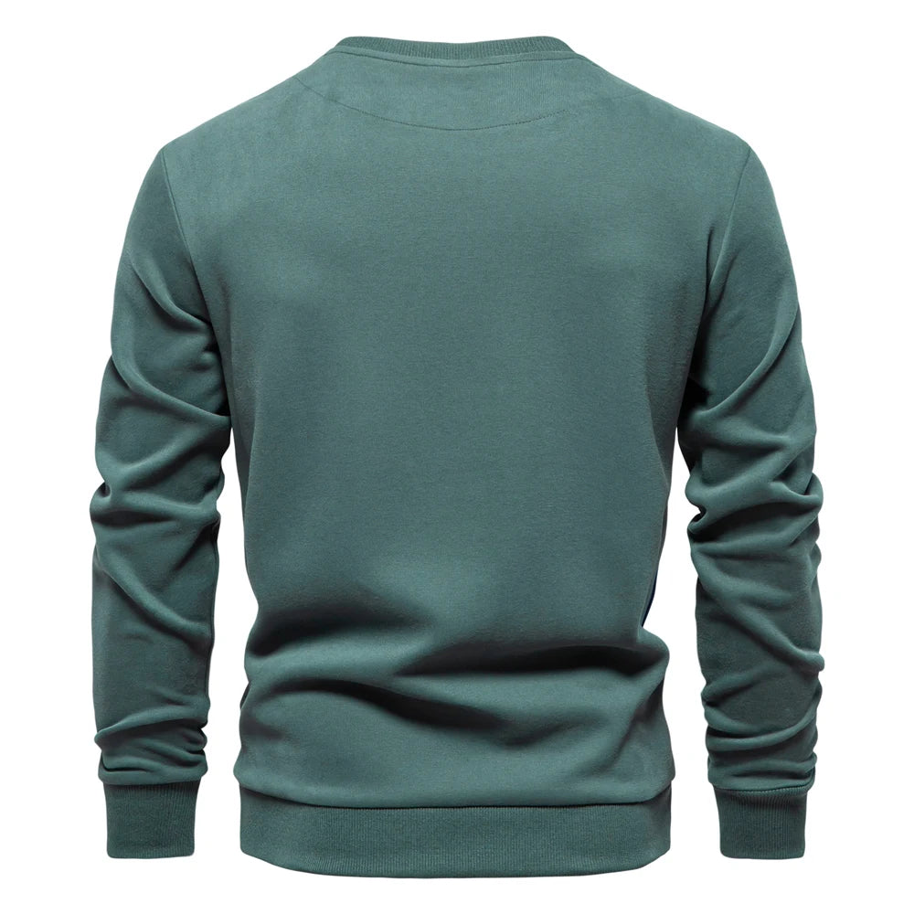 Men's Patchwork Cotton-Blend Sweatshirts - Casual Sport Round Neck Pullover Sweatshirt