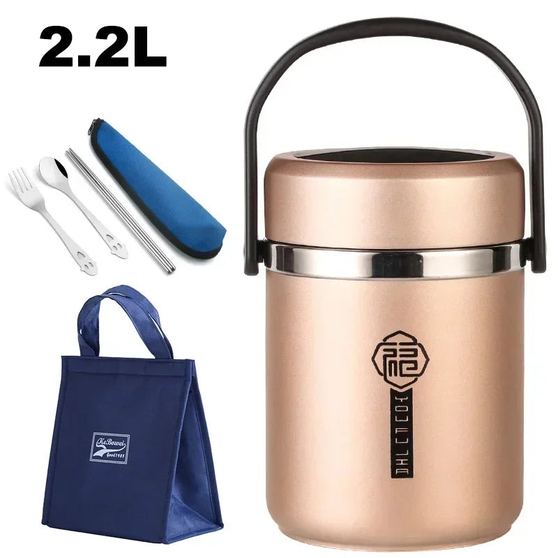 6 uur thermische vacuüm lunchbox 304 roestvrij staal geïsoleerde Worker volwassen voedselcontainer grote picknick student bento box set