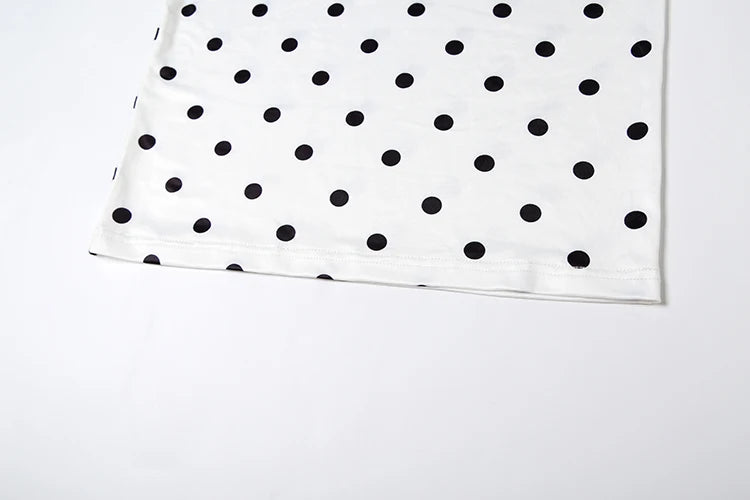 Polka Dots 2 Piece Set Women Twist Bandage Halter Hollow Camisole + Skinny Mid Skirts Street Fashion Elegant Outfits For Women