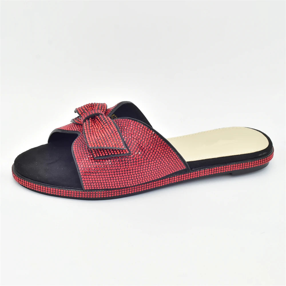 2025 Bling Crystal Bowknot Pumps Women Wedding Shoes Bride Elegant Low Heels Nigerian Women Pumps Shoe for Women Designer Luxury